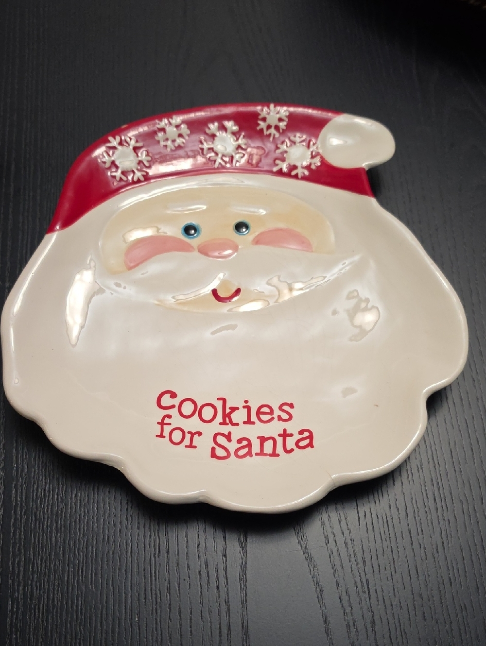 Santa 'Cookies for Santa' Ceramic Plate - Red & White